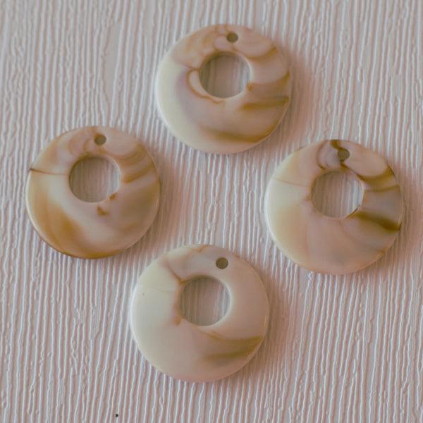 Faux Stone Donut Acrylic Pendants - Macchiato - Humpday Beads