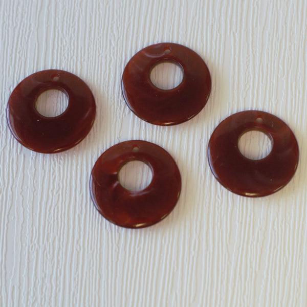 Faux Stone Donut Acrylic Pendants - Cranberry Red - Humpday Beads