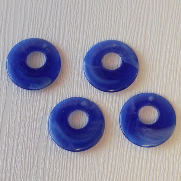Faux Stone Donut Acrylic Pendants - Royal Blue - Humpday Beads