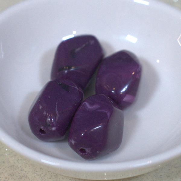 Eggplant Purple Faux Agate Large Nugget Acrylic Beads - Humpday Beads