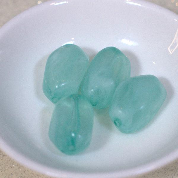 Aquamarine Faux Agate Large Nugget Acrylic Beads - Humpday Beads