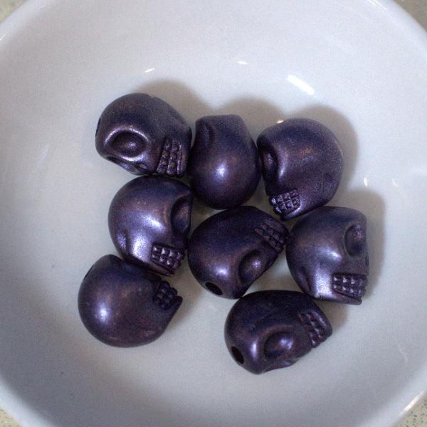 Eggplant Purple Shimmer Acrylic Skull Beads - Humpday Beads