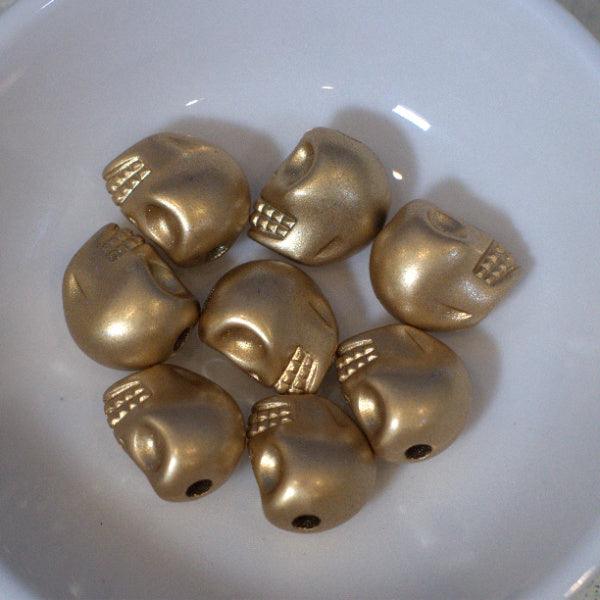 Gold Shimmer Acrylic Skull Beads - Humpday Beads