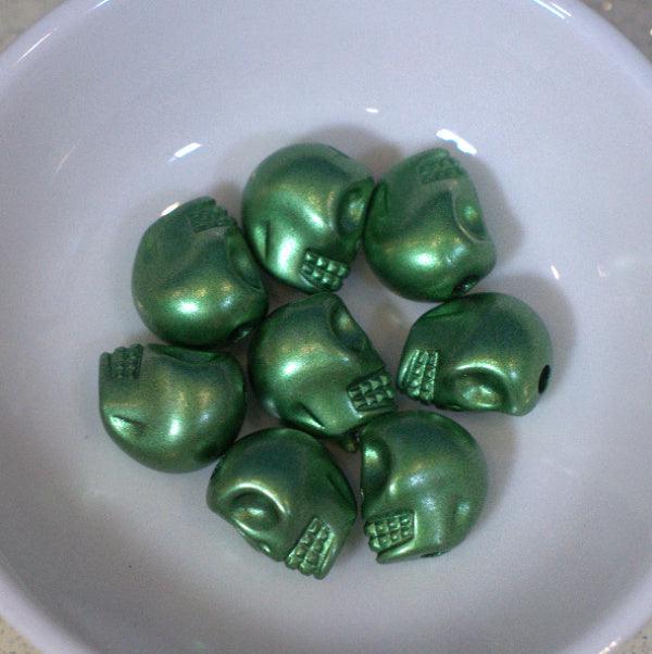 Emerald Green Shimmer Acrylic Skull Beads - Humpday Beads