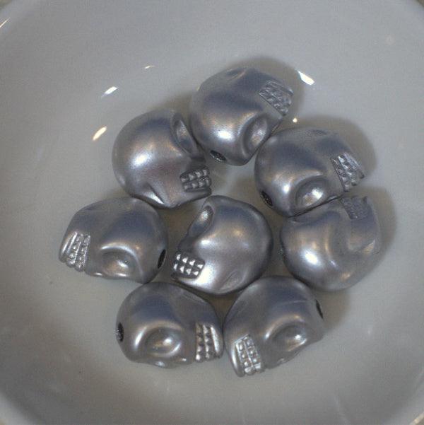 Silver Shimmer Acrylic Skull Beads - Humpday Beads