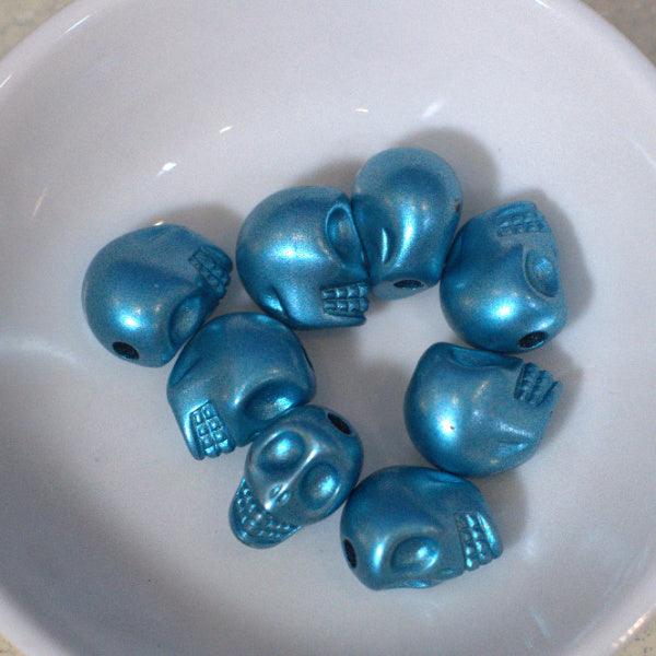 Turquoise Shimmer Acrylic Skull Beads - Humpday Beads