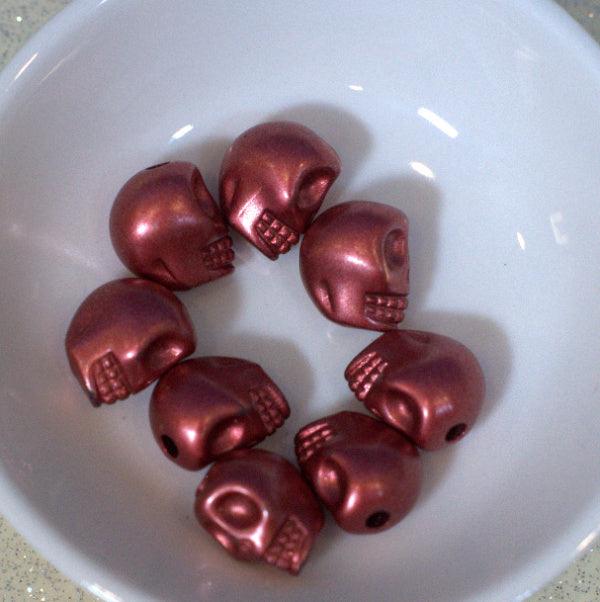 Copper Red Shimmer Acrylic Skull Beads - Humpday Beads
