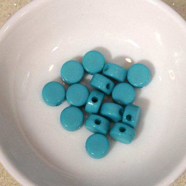 Turquoise Blue 6mm Round Disc Acrylic Beads - Humpday Beads