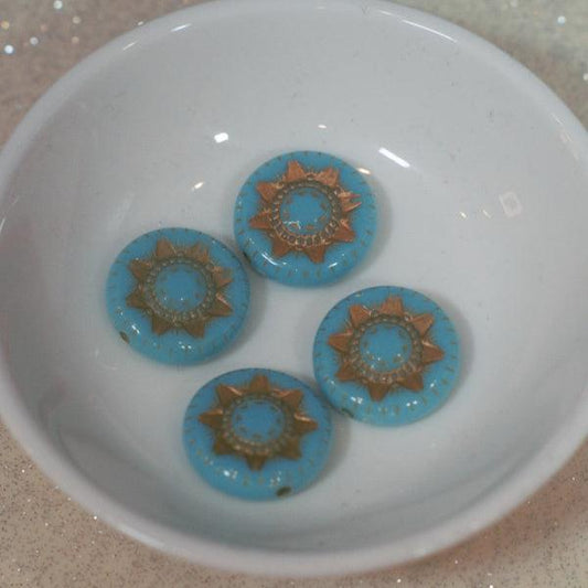 Turquoise Sun Disc Acrylic Beads - Humpday Beads