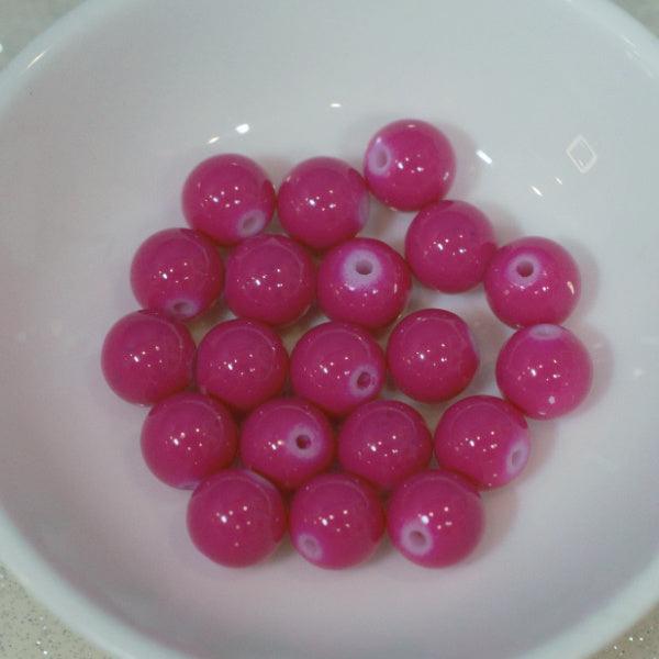 Magenta Pink 6mm Faux Stone Glass Round Beads - Humpday Beads