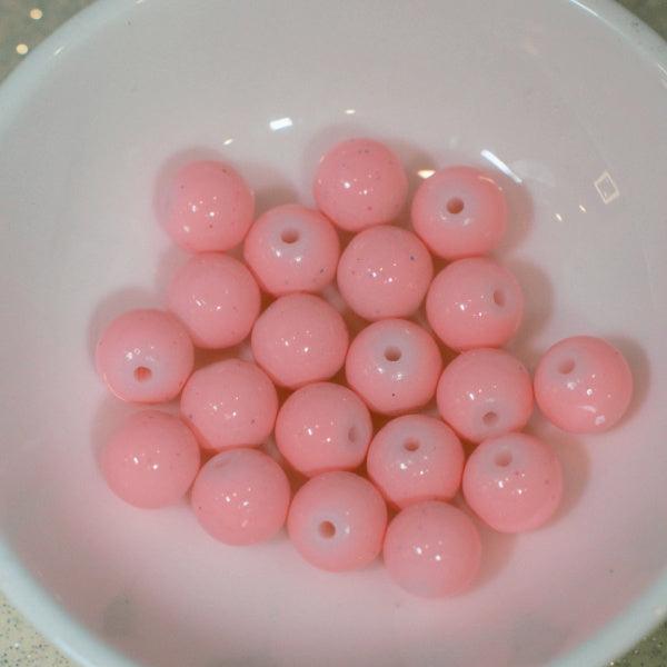 Carnation Pink 6mm Faux Stone Glass Round Beads - Humpday Beads
