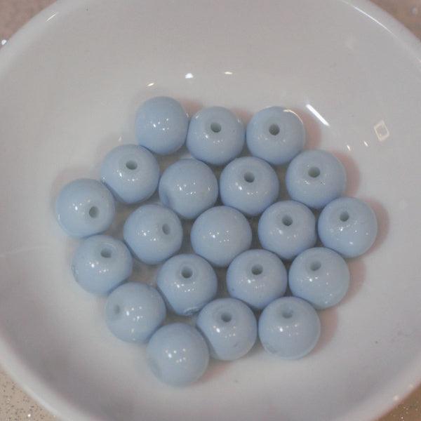 Sky Blue 6mm Faux Stone Glass Round Beads - Humpday Beads