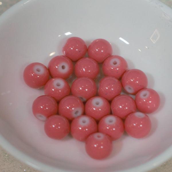 Rose Pink 6mm Faux Stone Glass Round Beads - Humpday Beads