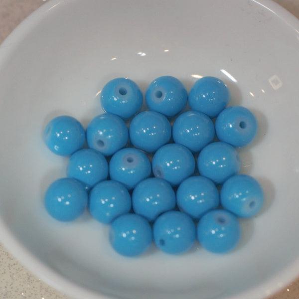 Turquoise Blue 6mm Faux Stone Glass Round Beads - Humpday Beads