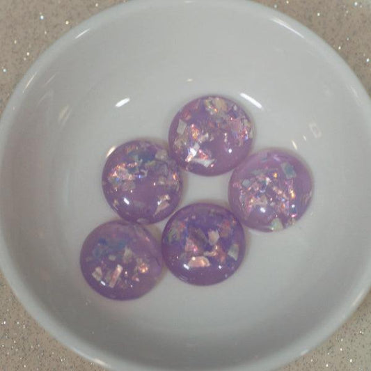 Purple w/ Iridescent Flakes Resin Cabochons - 16mm - Humpday Beads