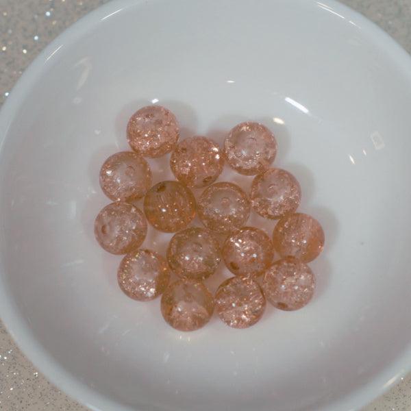 Peach 8mm Crackle Glass Round Beads - Humpday Beads