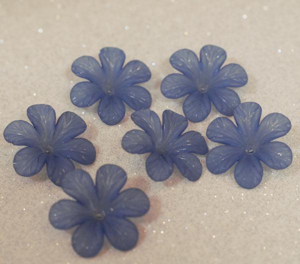 Matte Denim Blue Large Frosted Acrylic Flower Beads - Humpday Beads