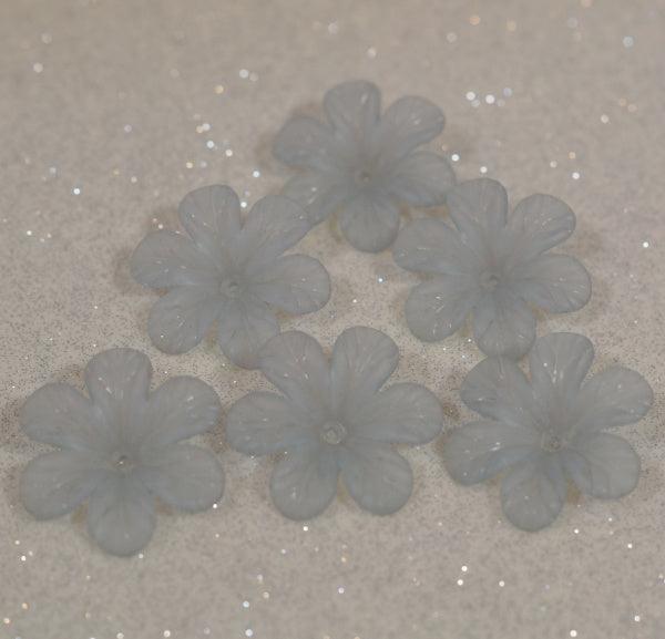 Matte Pale Grey Large Frosted Acrylic Flower Beads - Humpday Beads