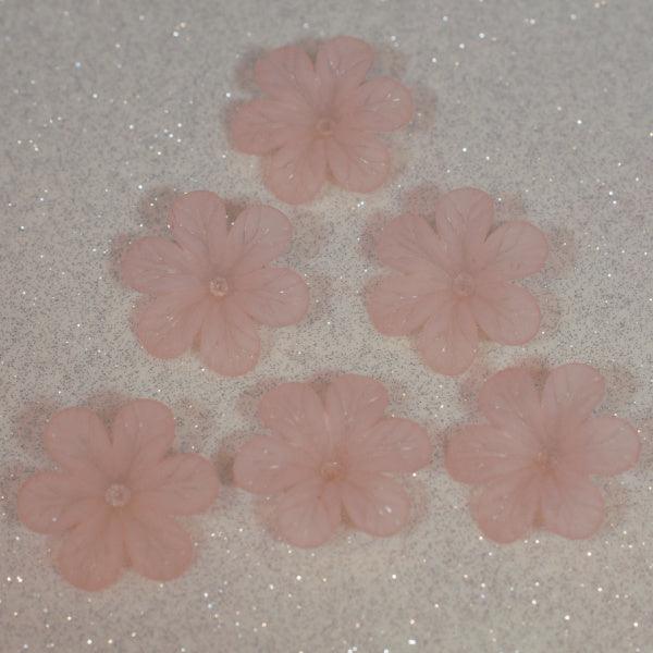 Matte Pale Pink Large Frosted Acrylic Flower Beads - Humpday Beads