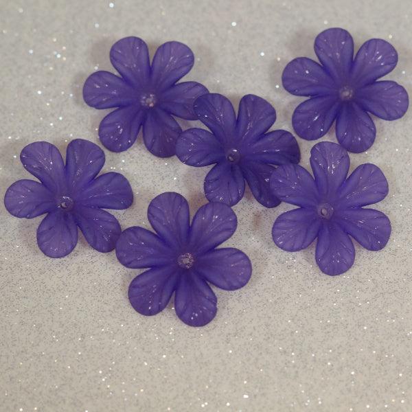 Matte Violet Purple Large Frosted Acrylic Flower Beads - Humpday Beads