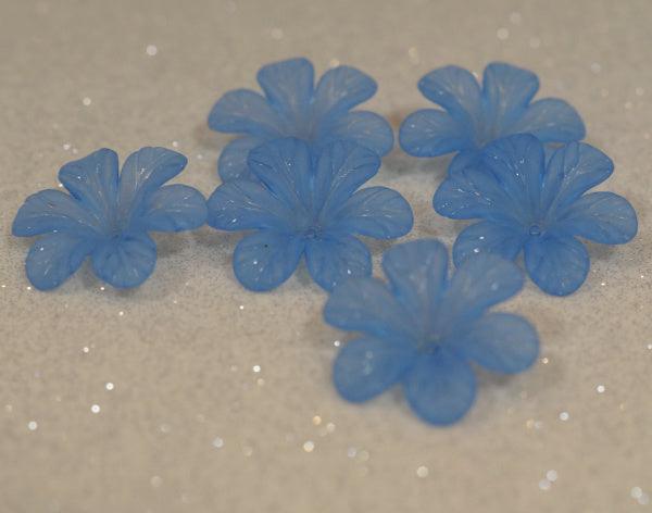Matte Cornflower Blue Large Frosted Acrylic Flower Beads - Humpday Beads