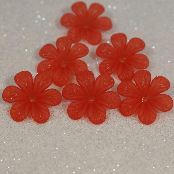 Matte Red Large Frosted Acrylic Flower Beads - Humpday Beads