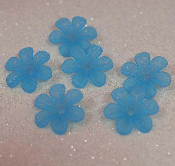 Matte Turquoise Large Frosted Acrylic Flower Beads - Humpday Beads