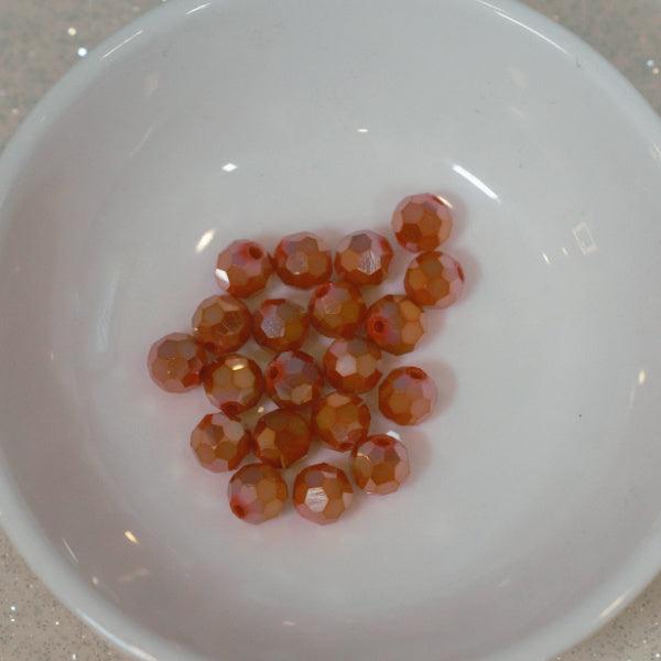 Sunrise Orange AB 6mm Faceted Glass Round Beads - Humpday Beads