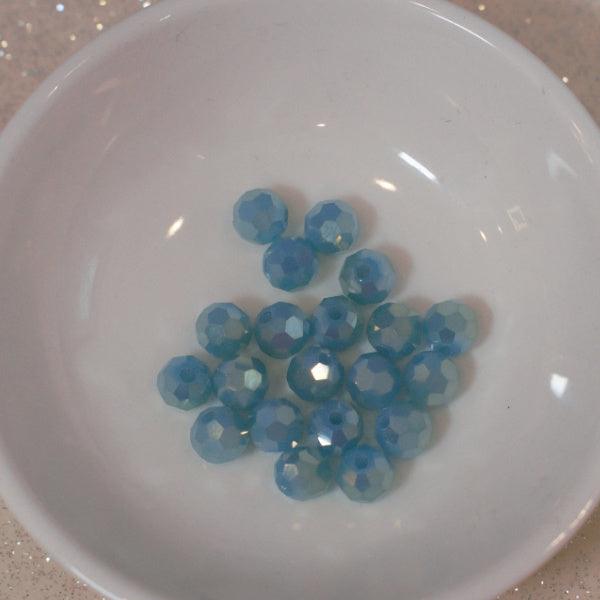 Aqua Blue AB 6mm Faceted Glass Round Beads - Humpday Beads
