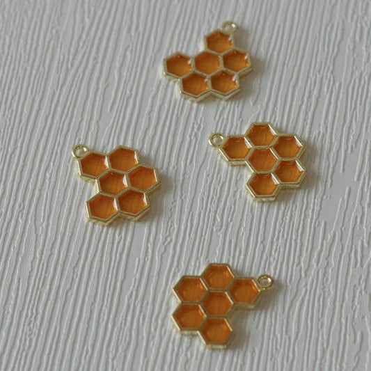 Resin Silver Metal Charms - Honeycomb - Humpday Beads