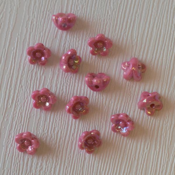 Fuchsia Pink acrylic button flower beads