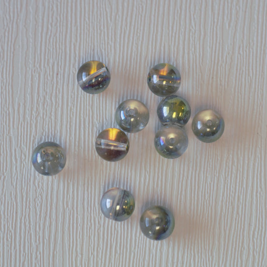 10mm Round Glass Beads - Mermaid Mystic Aura Quartz