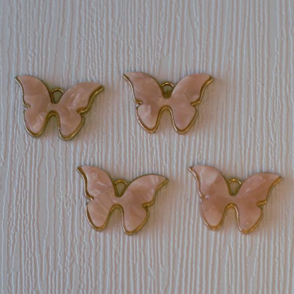 Cellulose Butterfly Gold Metal Charms - Buff - Humpday Beads