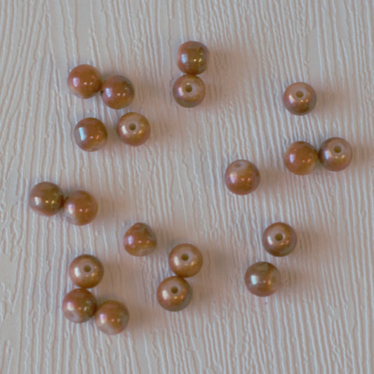 6mm Round Glass Beads - Fawn Brown Luster