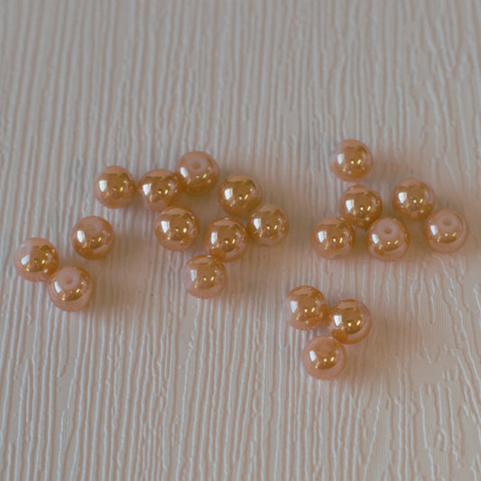 6mm Round Glass Beads - Peach Luster