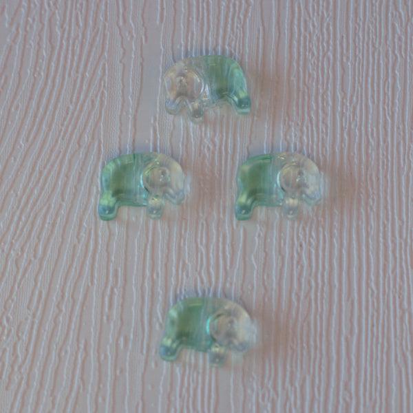 Elephant Pressed Glass Beads - Mint Green Crystal Two Tone - Humpday Beads