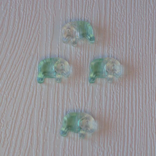 Elephant Pressed Glass Beads - Mint Green Crystal Two Tone - Humpday Beads