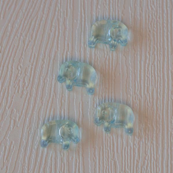 Elephant Pressed Glass Beads - Aqua Blue - Humpday Beads