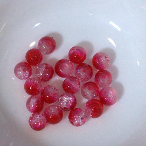 Magenta Pink Crystal Two Tone 6mm Crackle Glass Round Beads - Humpday Beads