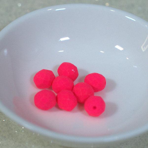 Neon Pink 8mm Czech Fire Polished Glass Round Beads - Humpday Beads