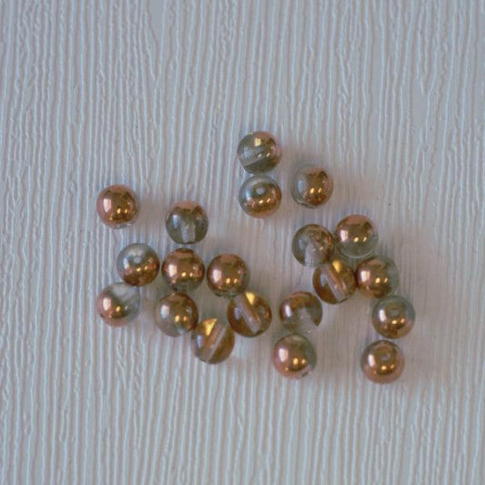 6mm Round Czech Glass Beads - Crystal Copper Half Coat - Humpday Beads