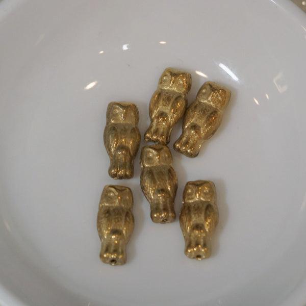 Metallic Gold Owl Czech Pressed Glass Beads - Humpday Beads