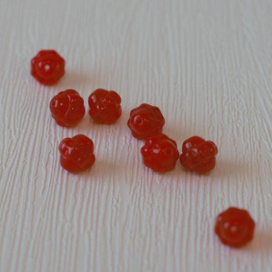 Saturn Czech Glass Beads - Siam Red Opal 9mm - Humpday Beads