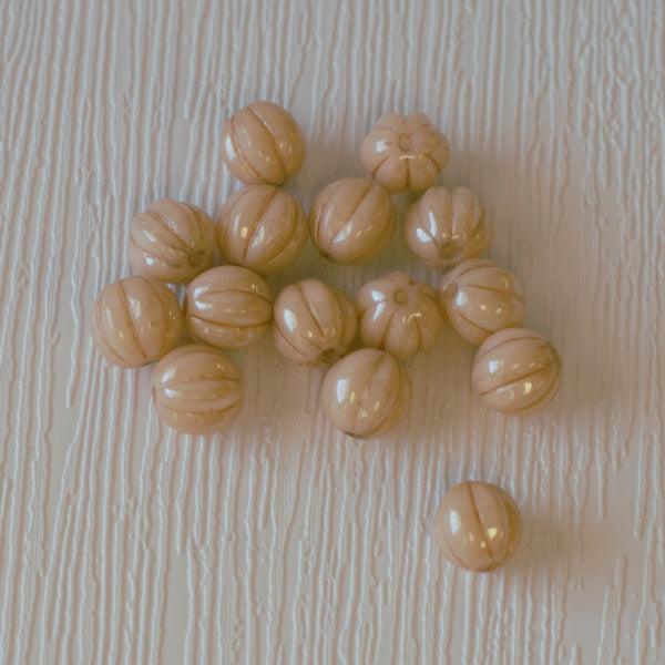 Melon Czech Glass Beads - Ivory Luster 8mm - Humpday Beads