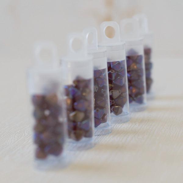 6mm Bicone Czech Glass Beads - Garnet Iris - Humpday Beads
