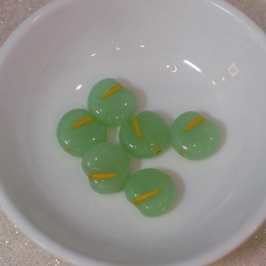 Opal Green Cherry Fruit Czech Pressed Glass Beads - Humpday Beads