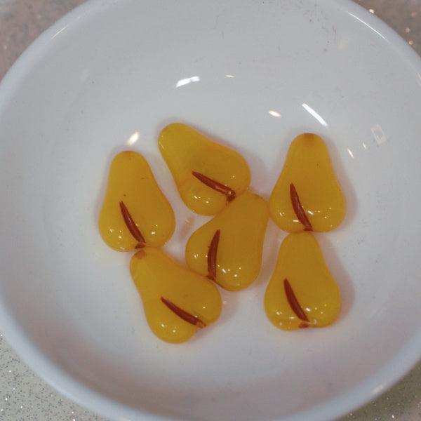Milky Yellow Pear Fruit Czech Pressed Glass Beads - Humpday Beads
