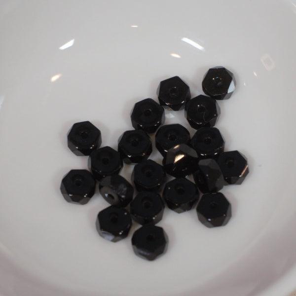 Jet Black 6mm Rondelle Fire Polished Czech Glass Beads - Humpday Beads
