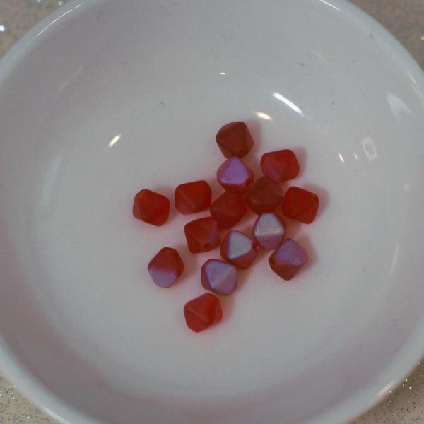 Ruby Red Matte AB 6mm Bicone Czech Glass Beads - Humpday Beads