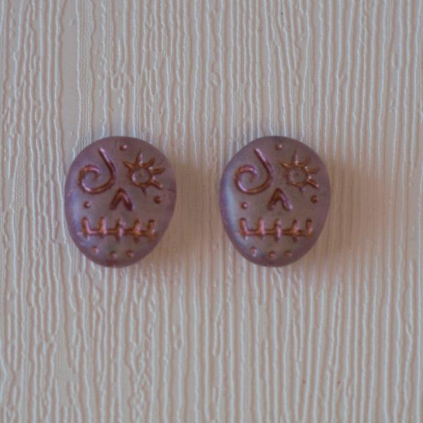Sugar Skull Czech Pressed Glass Beads - Matte Hot Pink AB - Humpday Beads